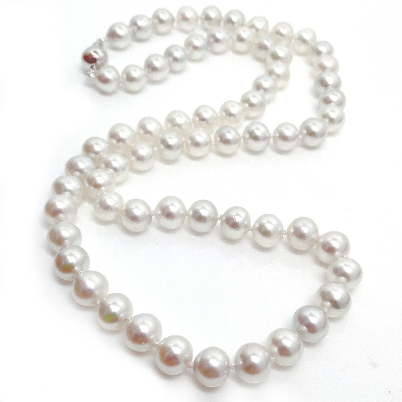 Natural 7.7-8mm White Akoya Pearls Necklace